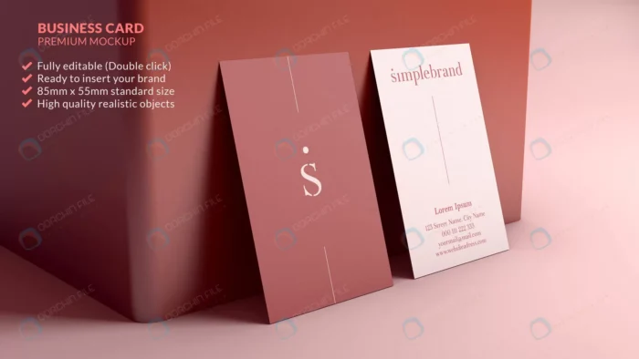 vertical business card mockup resting wall minimal rnd677 frp11881964 - title:قالب لایه باز کارت ویزیت عمودی - اورچین فایل - format:PSD - فتوشاپ - sku:frp11881964 - keywords: p_id:67536