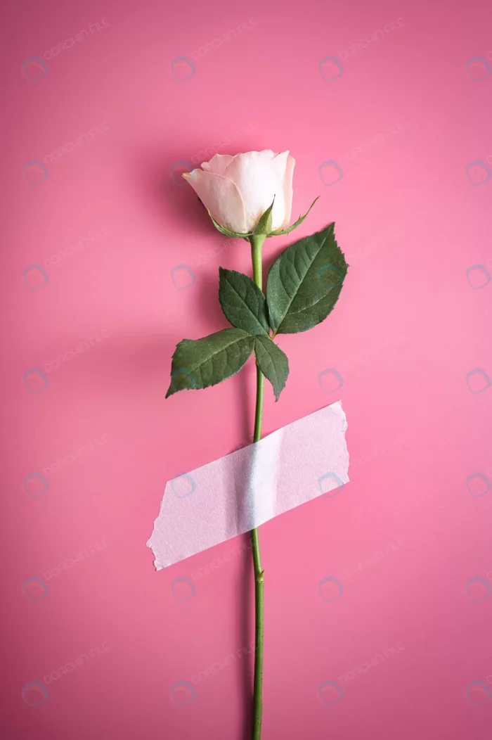 vertical shot white beautiful rose taped pink wal crc77a8dda0 - title:عکس باکیفیتی از شاخه گل رز - اورچین فایل - format:JPG - استوک - sku:crc77a8dda0 - keywords: p_id:41007