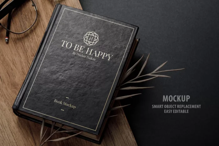 vintage book cover mockup with dry leaves crc1c23671e size141.05mb - title:دانلود موکاپ کتاب با جلد ضخیم - اورچین فایل - format:PSD - فتوشاپ - sku:crc1c23671e - keywords: p_id:34260