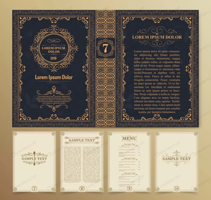 vintage book layouts design crcac6a694e size20.31mb - title:وکتور جلد و صفحات کتاب قدیمی - اورچین فایل - format:EPS - وکتور - sku:crcac6a694e - keywords: p_id:96957