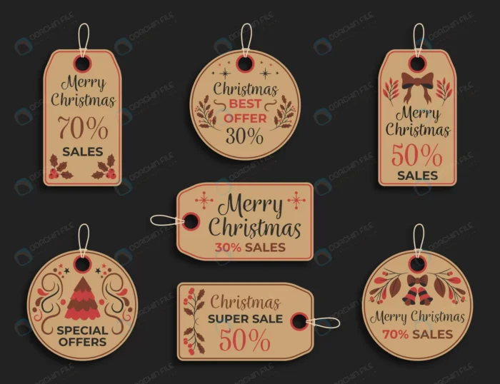 vintage christmas sale tag collection 3 crc4cedd976 size4.54mb 1 - title:برچسب فروش کریسمس با سبک وینتیج - اورچین فایل - format:EPS - وکتور - sku:crc4cedd976 - keywords: p_id:44235