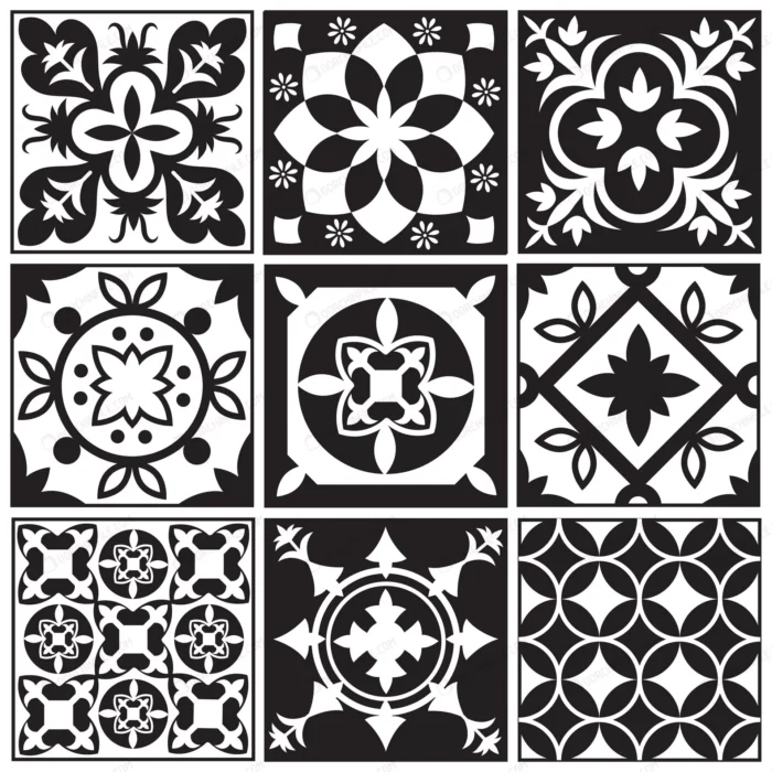 vintage monochrome repeating tiles moroccan medit crcdaedb054 size2.53mb - title:موزاییک سیاه و سفید قدیمی - اورچین فایل - format:EPS - وکتور - sku:crcdaedb054 - keywords:موزاییک سیاه و سفید قدیمی, وکتور, فایل تکی p_id:101405