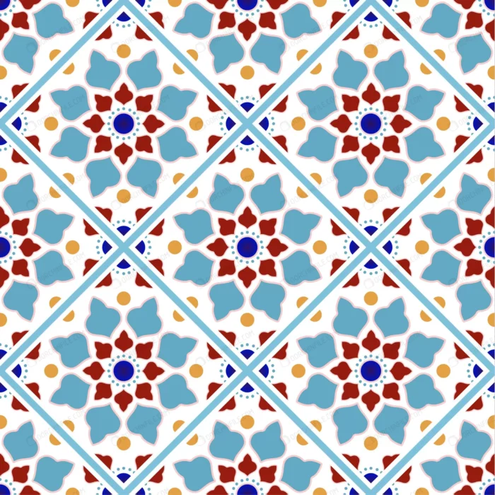 vintage tile pattern with colorful patchwork crc04102cd6 size5.53mb - title:کاشی سبک قدیمی - اورچین فایل - format:EPS - وکتور - sku:crc04102cd6 - keywords:کاشی سبک قدیمی, وکتور, فایل تکی p_id:101413