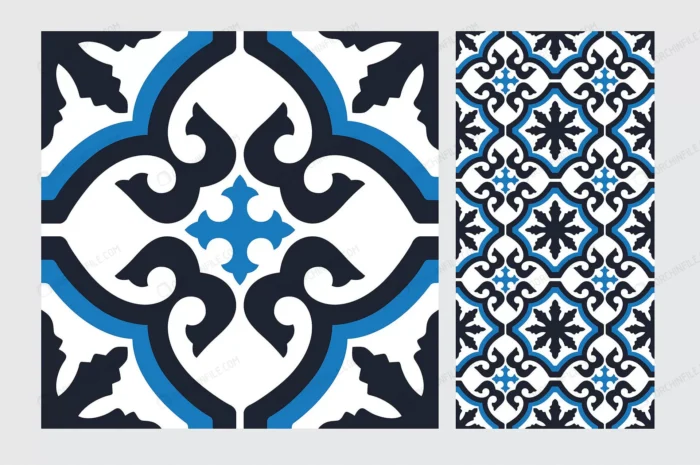 vintage tiles pattern crc80061739 size1.30mb - title:کاشی بدون درز سبک وینتیج - اورچین فایل - format:EPS - وکتور - sku:crc80061739 - keywords: p_id:101439