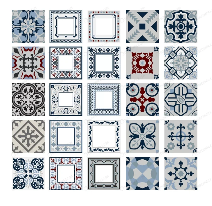 vintage tiles portuguese patterns antique seamles crce3bd5b74 size2.81mb - title:کاشی سبک پرتغالی - اورچین فایل - format:EPS - وکتور - sku:crce3bd5b74 - keywords: p_id:101471