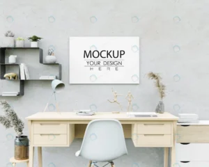 wall art canvas frame mockup desktop workplace crcb558b881 size79.81mb - title:Home - اورچین فایل - format: - sku: - keywords: p_id:18