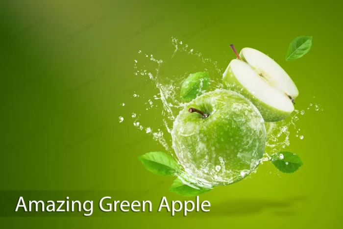 water splashing fresh green apple green backgroun crc45f93bc3 size69.00mb - title:تصویر تبلیغاتی سیب - اورچین فایل - format:PSD - فتوشاپ - sku:crc45f93bc3 - keywords: p_id:91403