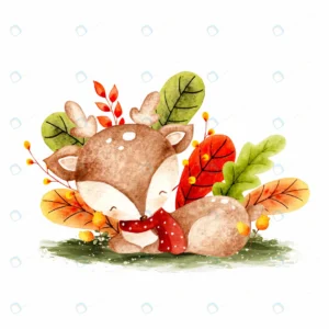 watercolor autumn deer leaves rnd265 frp15423375 - title:Home Main - اورچین فایل - format: - sku: - keywords: p_id:18