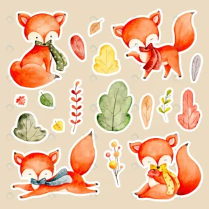 watercolor autumn fox leaves sticker rnd297 frp16334004 - title:Home - اورچین فایل - format: - sku: - keywords: p_id:18