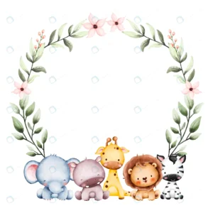 watercolor baby safari animals leaves wreath with crc6c7970a5 size19.86mb - title:Home - اورچین فایل - format: - sku: - keywords: p_id:18