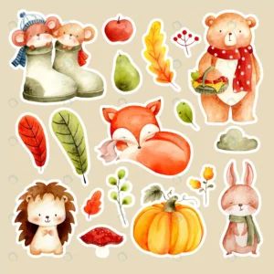 watercolor cute animal autumn leaves sticker rnd670 frp15674597 - title:Home - اورچین فایل - format: - sku: - keywords: p_id:18