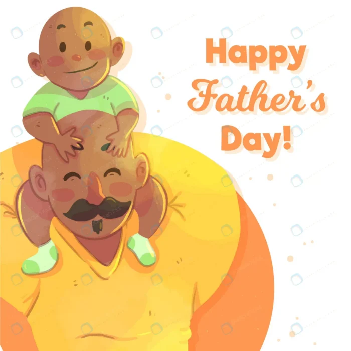 watercolor father s day with dad baby crc45e01b6d size4.09mb - title:کارت پستال کارتونی تبریک روز پدر با فرمت وکتور - اورچین فایل - format:EPS - وکتور - sku:crc45e01b6d - keywords: p_id:33698