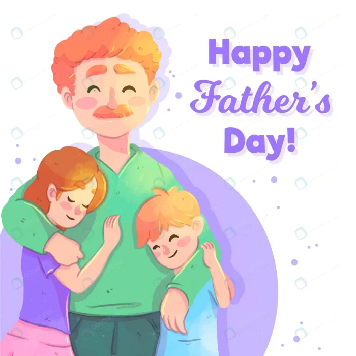 watercolor father s day with dad children crcc964a7d5 size4.25mb - title:طرح کارتونی تبریک روز پدر با فرمت وکتور - اورچین فایل - format:EPS - وکتور - sku:crcc964a7d5 - keywords: p_id:33700