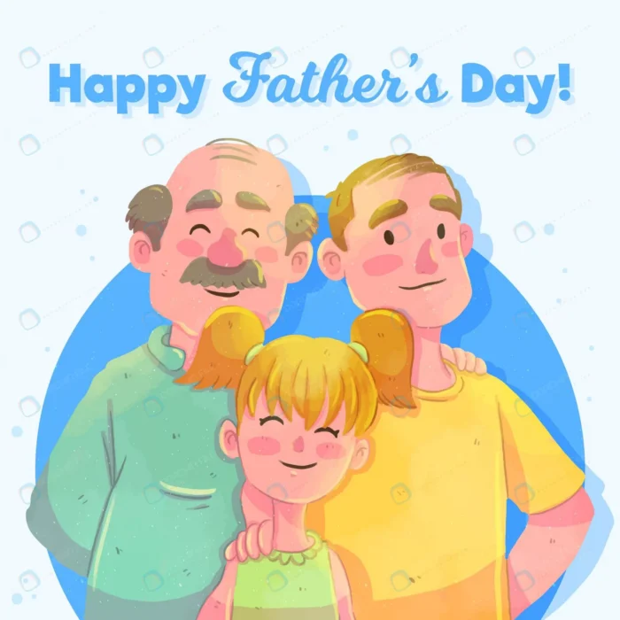 watercolor father s day with dad granddad crc60e7f4cd size9.38mb - title:کارت پستال کارتونی تبریک روز پدر با فرمت وکتور - اورچین فایل - format:EPS - وکتور - sku:crc60e7f4cd - keywords: p_id:33702