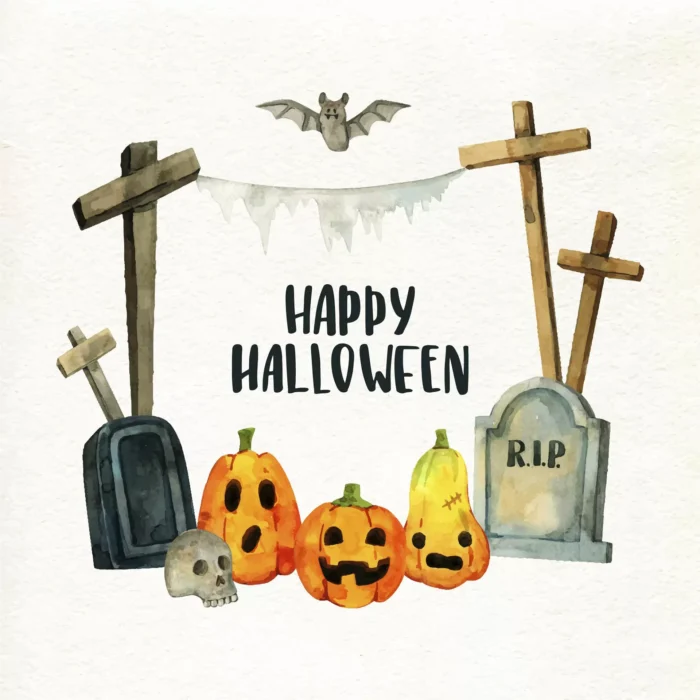 watercolor halloween frame concept 1 - title:وکتور مخصوص جشن هالووین - اورچین فایل - format:EPS - وکتور - sku:3699 - keywords: p_id:29325