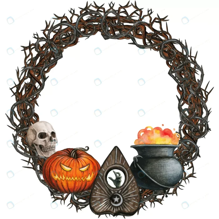 watercolor halloween wreath crc00be4209 size10. crc00be4209 size10.15mb - title:وکتور فریم با المان های هالووین - اورچین فایل - format:EPS - وکتور - sku:crc00be4209 - keywords: p_id:64770