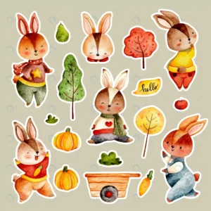 watercolor hand drawn autumn rabbit sticker set rnd397 frp16333919 - title:Home - اورچین فایل - format: - sku: - keywords: p_id:18