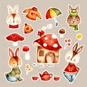 watercolor hand drawn autumn rabbit sticker set rnd865 frp16333903 - title:Home - اورچین فایل - format: - sku: - keywords: p_id:18