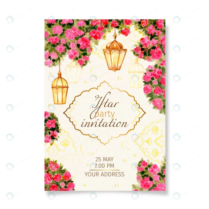 watercolor iftar invitation template crcd593560c size112.68mb 1 - title:وکتور کارت دعوت مهمانی افطار با تم گلدار - اورچین فایل - format:EPS - وکتور - sku:crcd593560c - keywords: p_id:51070