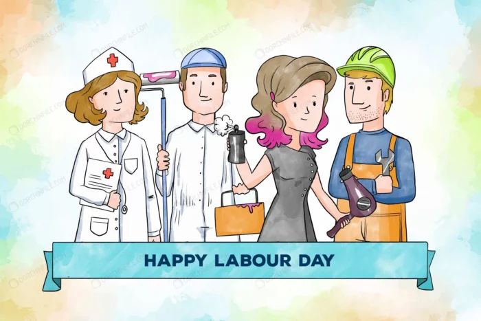 watercolor labour day concept crc36f869b2 size17.28mb - title:تبریک روز جهانی کارگر با کاراکتر آرایشگر و نقاش - اورچین فایل - format:EPS - وکتور - sku:crc36f869b2 - keywords: p_id:91199