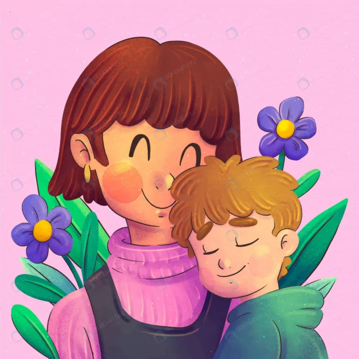 watercolor mothers day illustration crccf499961 size36.26mb - title:وکتور کارتونی مادر و پسر سبک نقاشی آبرنگ - اورچین فایل - format:EPS - وکتور - sku:crccf499961 - keywords: p_id:84753
