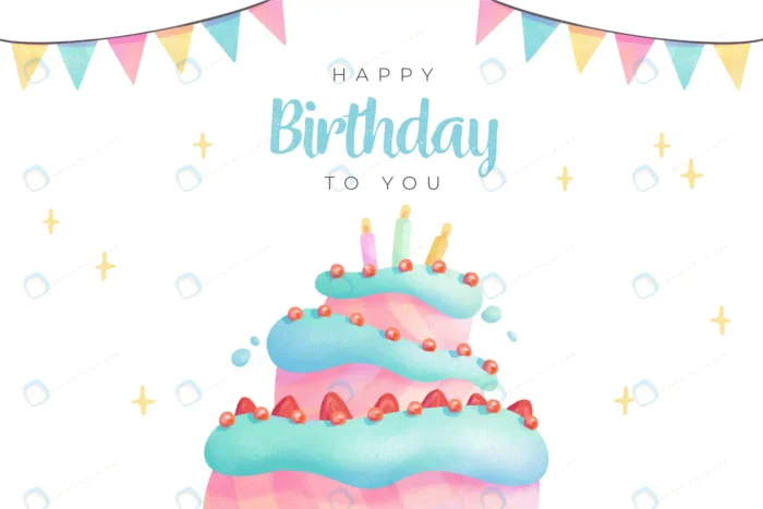 watercolour happy birthday background cake crc9c652afb size5.46mb - title:وکتور کیک تولد - اورچین فایل - format:EPS - وکتور - sku:crc9c652afb - keywords: p_id:34857