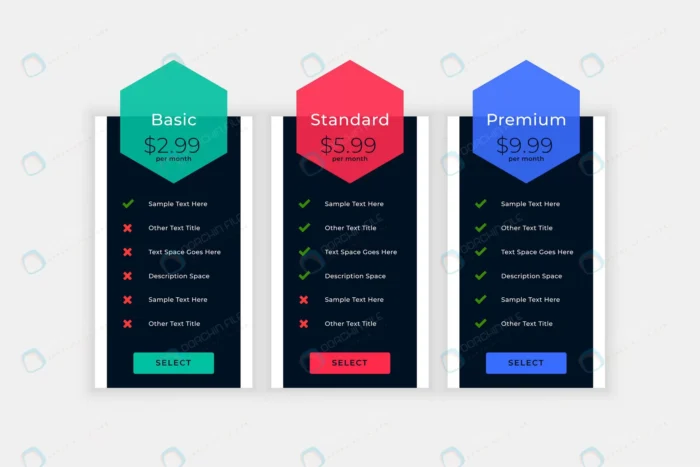 web pricing table with plan details crc3999ce02 size0.89mb - title:جدول لیست قیمت ها - اورچین فایل - format:EPS - وکتور - sku:crc3999ce02 - keywords: p_id:90011