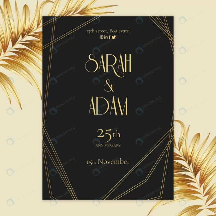 wedding anniversary card crc4e7b9a63 size1.05mb - title:کارت دعوت عروسی با پس زمینه مشکی - اورچین فایل - format:EPS - وکتور - sku:crc4e7b9a63 - keywords: p_id:89691