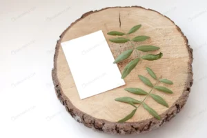 wedding card mockup wooden spit with leaves pista crc07319435 size50.76mb - title:Home - اورچین فایل - format: - sku: - keywords: p_id:18