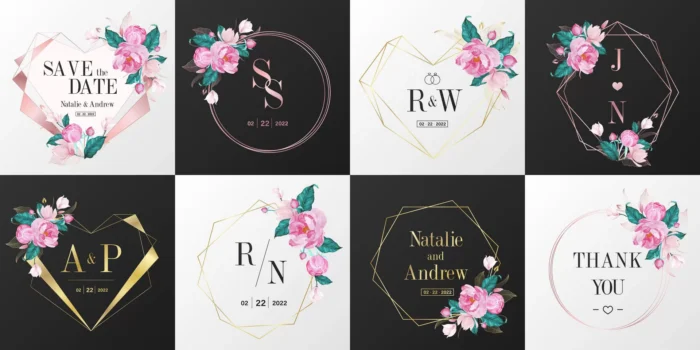 wedding monogram logo collection watercolor flora crca9471779 size33.3mb - title:مجموعه وکتور فریم هندسی عروسی فلورال - اورچین فایل - format:EPS - وکتور - sku:crca9471779 - keywords: p_id:38559