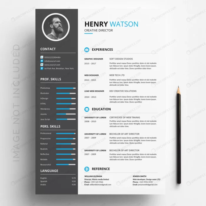 white cv template with blue grey details crcf2d3dfaf size3.00mb - title:قالب وکتور رزومه کاری - اورچین فایل - format:EPS - وکتور - sku:crcf2d3dfaf - keywords:قالب وکتور رزومه کاری p_id:102063