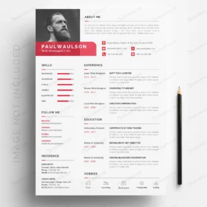 white cv template with red details crcbf340932 size3.15mb - title:Home - اورچین فایل - format: - sku: - keywords: p_id:18