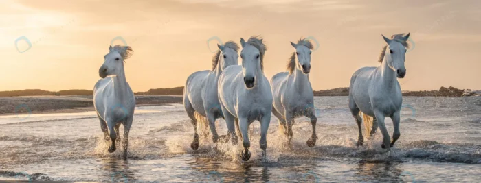 white horses camargue france crc6337c755 size14.83mb 7360x2807 1 - title:تصویر استوک گله اسب سفید در ساحل دریا - اورچین فایل - format:JPG - استوک - sku:crc6337c755 - keywords: p_id:47758