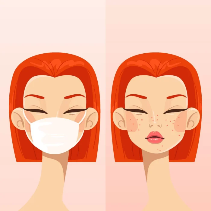 with without mask illustration - title:دانلود وکتور زیبای کاراکتر زن با ماسک پزشکی - اورچین فایل - format:EPS - وکتور - sku:4337 - keywords: p_id:29962