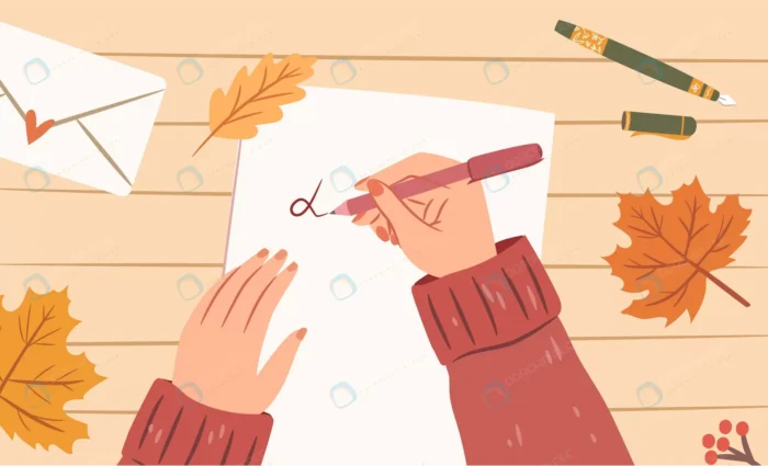 woman hands with pen writing letter paper sheet t crc0bd70b75 size1.20mb - title:وکتور کارتونی دست دختر نامه نویس پاییزی - اورچین فایل - format:EPS - وکتور - sku:crc0bd70b75 - keywords: p_id:62995