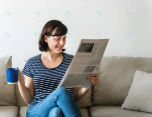 woman reading newspaper rnd139 frp3640638 - title:Home - اورچین فایل - format: - sku: - keywords: p_id:18