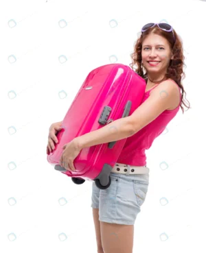 woman with suitcase white background rnd707 frp19638071 - title:Home - اورچین فایل - format: - sku: - keywords: p_id:18