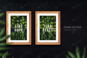 wooden picture frame mockup template dark wall.jp crcc6f8457b size28.61mb - title:Home - اورچین فایل - format: - sku: - keywords: p_id:18