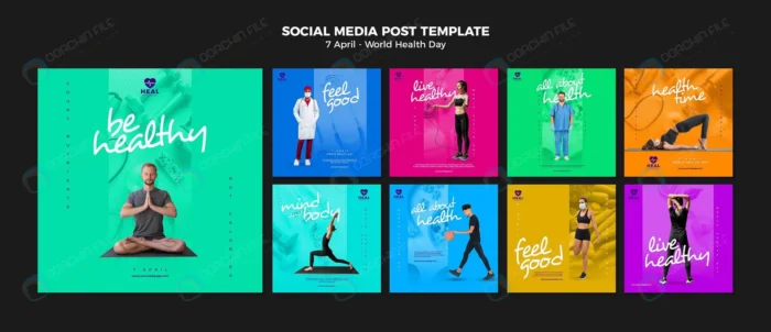 world health day instagram posts set crc0af6a3f6 size180.76mb - title:world health day instagram posts - اورچین فایل - format:PSD - فتوشاپ - sku:crc0af6a3f6 - keywords: p_id:46180