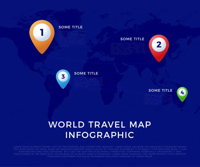 world travel map infographic template color icons crc690c0435 size3.74mb - title:اینفوگرافیک گردشگری با آیکون لوکیشن - اورچین فایل - format:EPS - وکتور - sku:crc690c0435 - keywords: p_id:99321