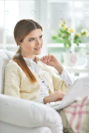 young beautiful woman using laptop home crc32c05b75 size4.47mb 3280x4928 - title:Home - اورچین فایل - format: - sku: - keywords: p_id:18