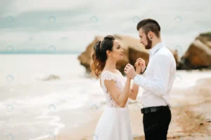 young couple groom with bride sandy beach wedding crcb8588dfd size8.85mb 6016x4016 - title:Home - اورچین فایل - format: - sku: - keywords: p_id:18