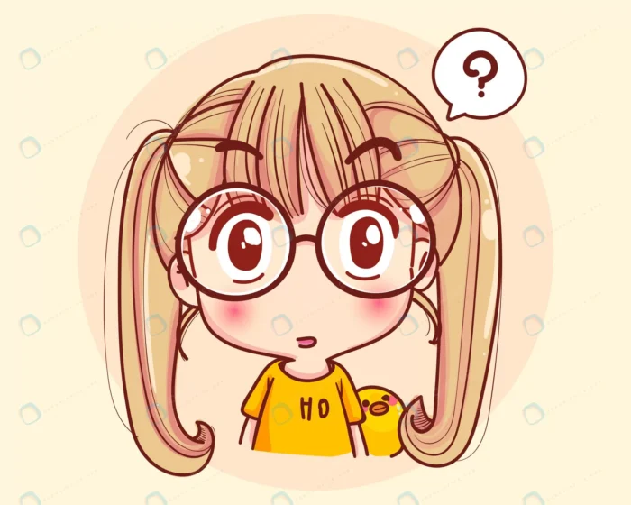 young girl thinking face wondering cartoon illust crcd8550317 size3.38mb - title:دانلود طرح کارتونی دختر شگفت زده - اورچین فایل - format:EPS - وکتور - sku:crcd8550317 - keywords: p_id:36236