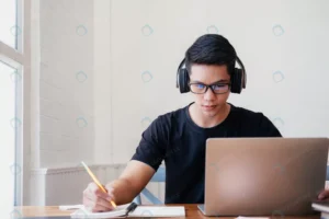 young man study home using laptop learning online crc963b1708 size11.71mb 6240x4160 - title:Home - اورچین فایل - format: - sku: - keywords: p_id:18