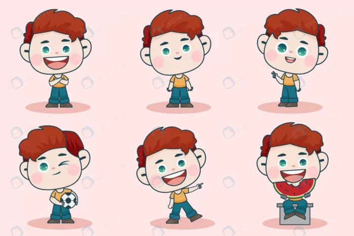 young smart boy character with different facial e crc702b3bdd size3.18mb - title:مجموعه کاراکتر پسر در چندین حالت - اورچین فایل - format:EPS - وکتور - sku:crc702b3bdd - keywords: p_id:77541