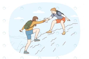 young woman help friend climb mountain hiking toge rnd629 frp23791290 - title:Home - اورچین فایل - format: - sku: - keywords: p_id:18