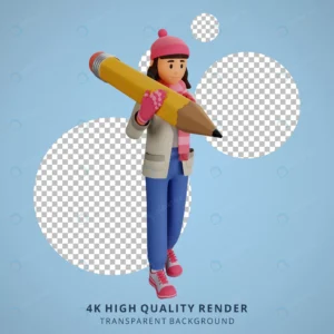 young woman holding big pencil 3d cartoon charact crc7627caba size7.73mb 1 - title:Home - اورچین فایل - format: - sku: - keywords: p_id:18