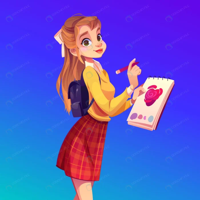 young woman painter with notebook pencil crc5c765fc8 size1.31mb - title:وکتور دختر با دفتر نقاشی و مداد - اورچین فایل - format:EPS - وکتور - sku:crc5c765fc8 - keywords: p_id:79841