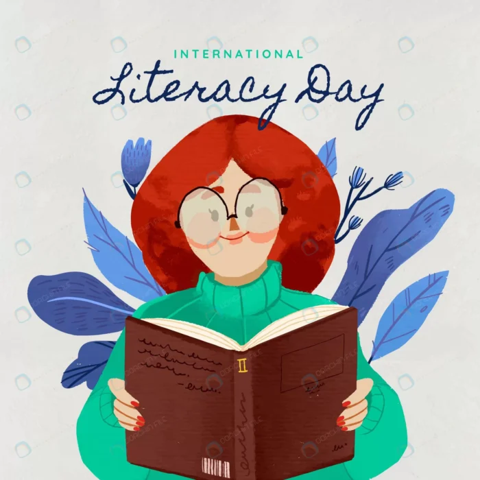 young woman reading literacy day crc1da1c51a size11.28mb - title:وکتور نقاشی آبرنگ دختر مو قرمز در حال کتاب خوانی - اورچین فایل - format:EPS - وکتور - sku:crc1da1c51a - keywords: p_id:64876
