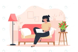 young woman sitting sofa working laptop from home crcd5914c02 size1.06mb - title:Home - اورچین فایل - format: - sku: - keywords: p_id:18